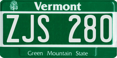 VT license plate ZJS280