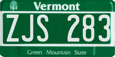 VT license plate ZJS283