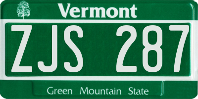 VT license plate ZJS287
