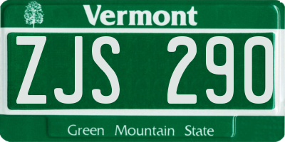 VT license plate ZJS290