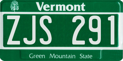VT license plate ZJS291