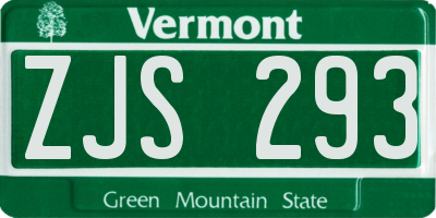VT license plate ZJS293