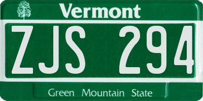 VT license plate ZJS294