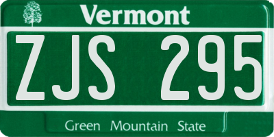 VT license plate ZJS295