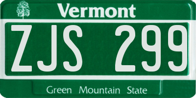 VT license plate ZJS299