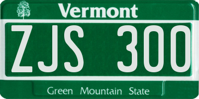 VT license plate ZJS300