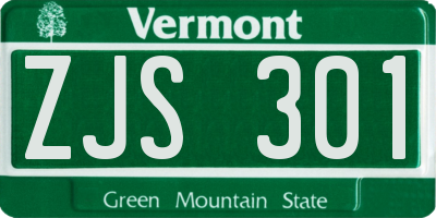 VT license plate ZJS301