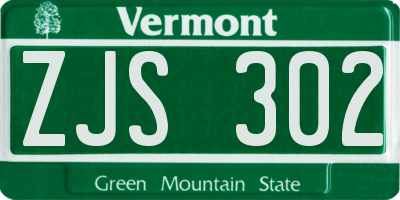 VT license plate ZJS302