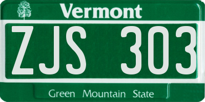 VT license plate ZJS303