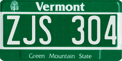 VT license plate ZJS304