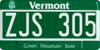 VT license plate ZJS305