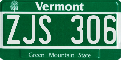 VT license plate ZJS306