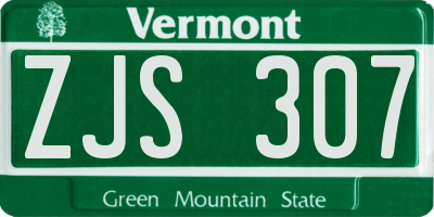 VT license plate ZJS307