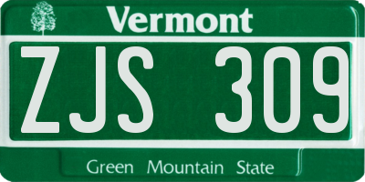 VT license plate ZJS309