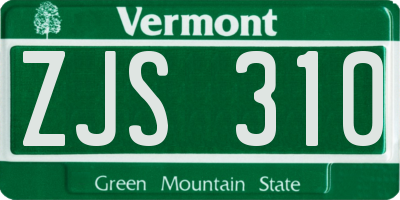 VT license plate ZJS310
