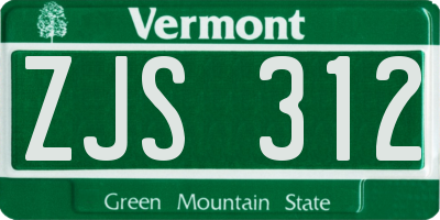 VT license plate ZJS312