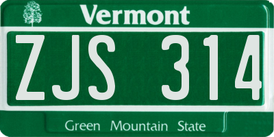 VT license plate ZJS314