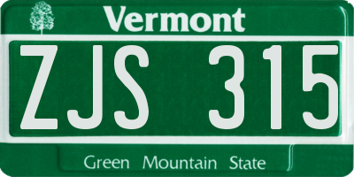 VT license plate ZJS315