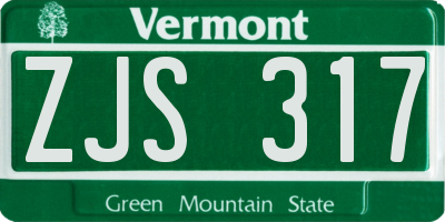 VT license plate ZJS317