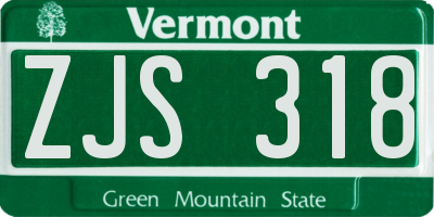 VT license plate ZJS318