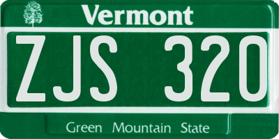 VT license plate ZJS320