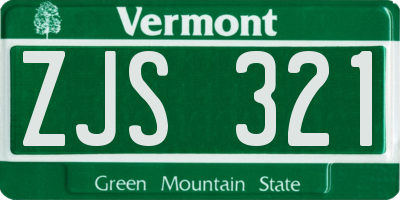 VT license plate ZJS321