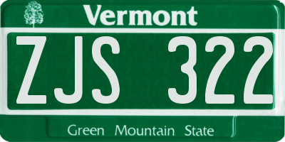 VT license plate ZJS322