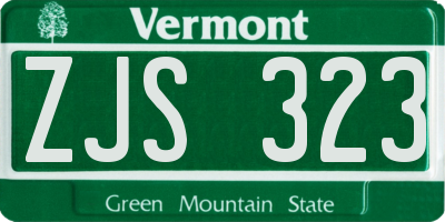 VT license plate ZJS323