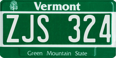 VT license plate ZJS324