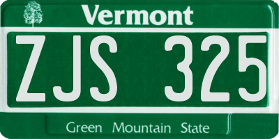 VT license plate ZJS325