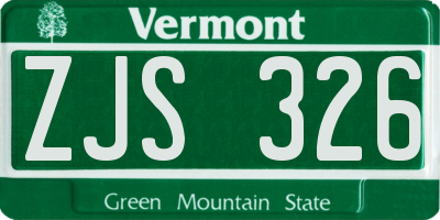 VT license plate ZJS326