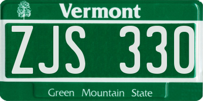VT license plate ZJS330