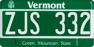 VT license plate ZJS332