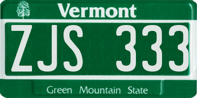VT license plate ZJS333