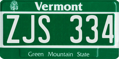 VT license plate ZJS334