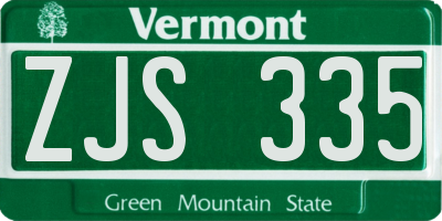 VT license plate ZJS335