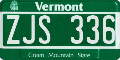VT license plate ZJS336