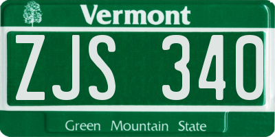 VT license plate ZJS340