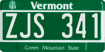 VT license plate ZJS341