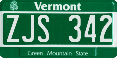 VT license plate ZJS342