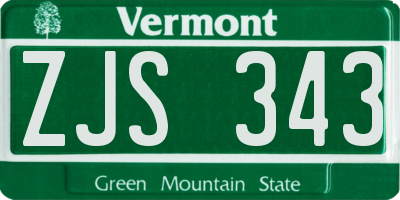 VT license plate ZJS343