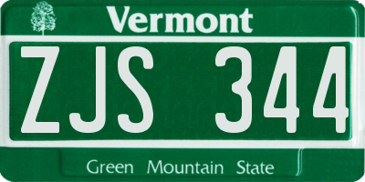VT license plate ZJS344