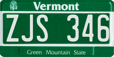 VT license plate ZJS346