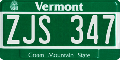 VT license plate ZJS347