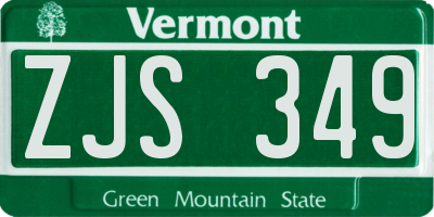 VT license plate ZJS349