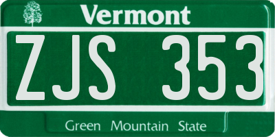 VT license plate ZJS353