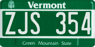VT license plate ZJS354