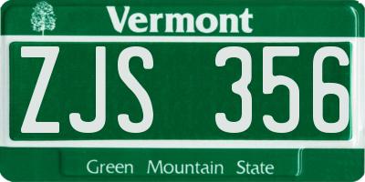 VT license plate ZJS356