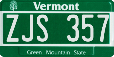 VT license plate ZJS357