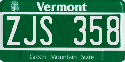 VT license plate ZJS358